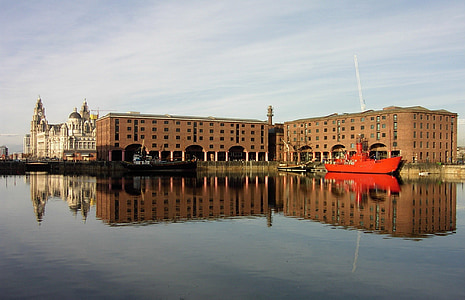 Liverpool, csónak, dokkoló, Albert dock, víz, Anglia, folyó
