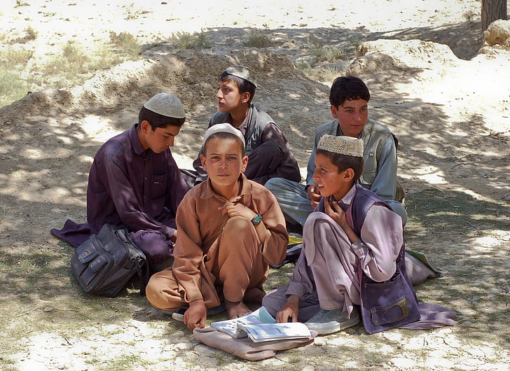 chlapci, Školáci, bamozai, Afghánistán, muslimové, Islám, kluci