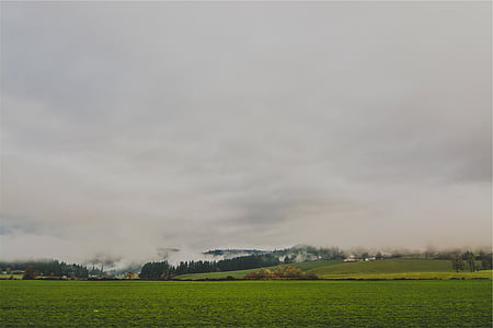 Greenfield, Dĺžka, vidieka, vidiek, polia, tráva, oblaky