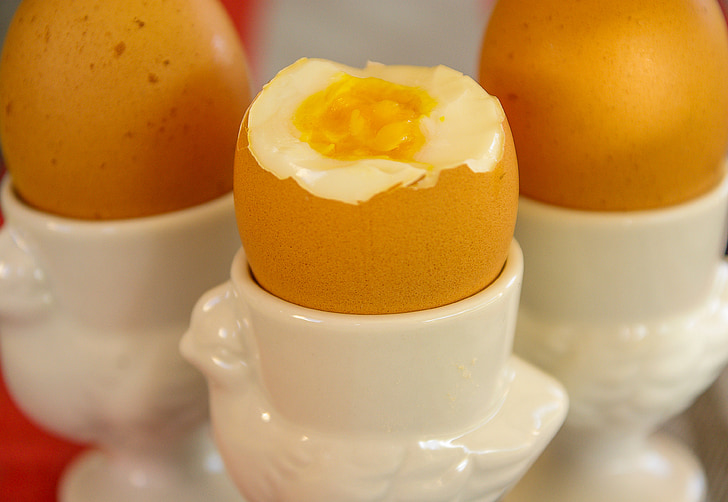 boiled eggs, eggs, egg cups, hen