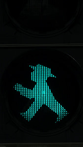 hombrecillo verde, luces de tráfico, Pasarela, señal de tráfico, verde, machos, señal luminosa