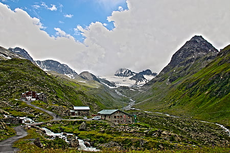 cabana do jamtal, jamtal, Paznaun, Alpina, montanhas, cabana de DAV, paisagem montanhosa