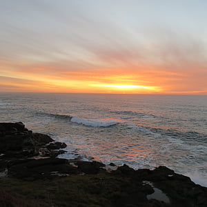 ocean, sunset, beach, coast, landscape, seascape, view