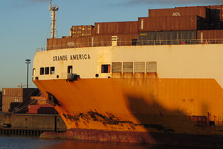 kuģis, kravas, osta, Hamburg, kravu pārvadājumi, kravas konteiners, Transports