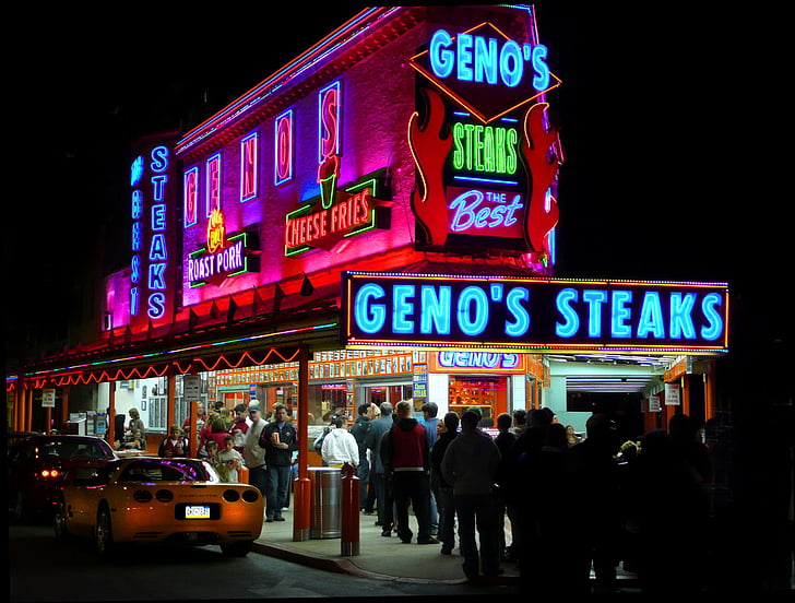 Philadelphia, sajt steak, Geno barátait, szendvics, Landmark, Amerikai, finom