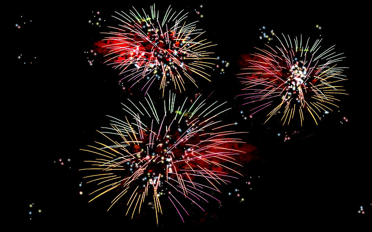 fejerverkai, Naujųjų metų diena, Naujųjų metų išvakarės, spalvos, sprogimo, peržiūros, spalvinga