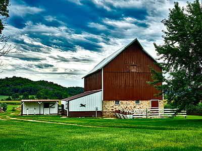 Wisconsin, farma, krajiny, vidieka, stodola, stabilné, budovy