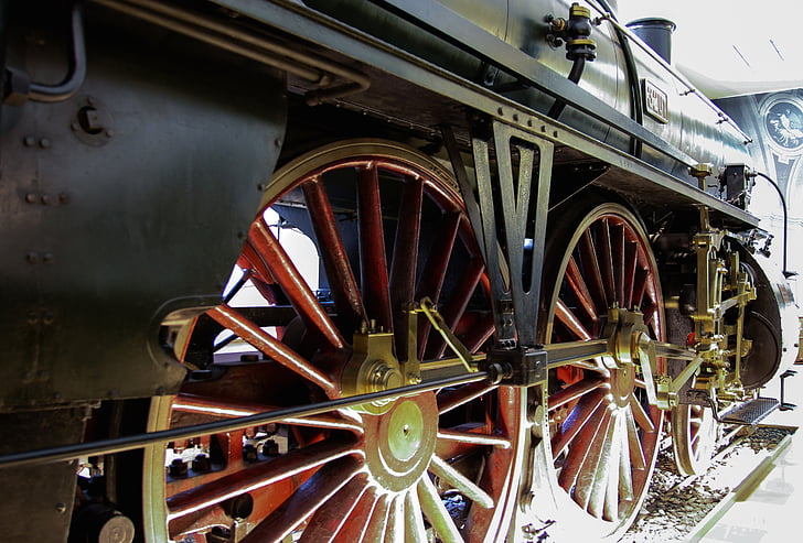 lokomotíva, železničná, kolesá, parná lokomotíva, nostalgické, vlak, staré