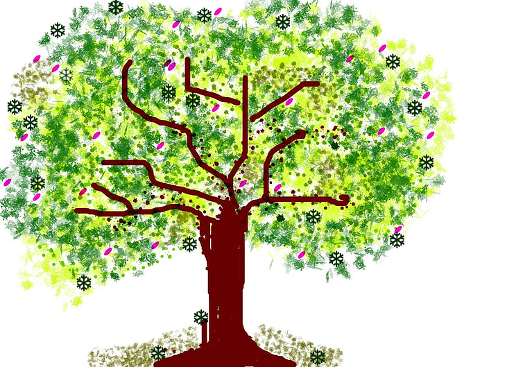 träd, naturen, ritning, trunk