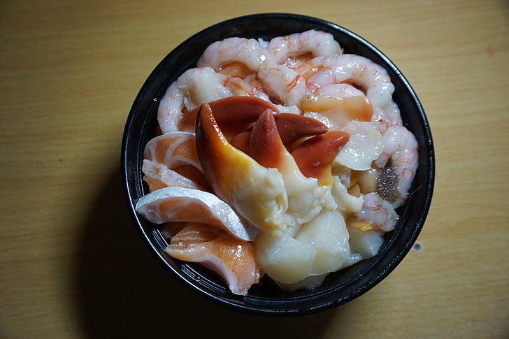 sushi, la dieta, Japón, pescado crudo, alimentos crudos, Bol de arroz de mariscos, Bol de arroz