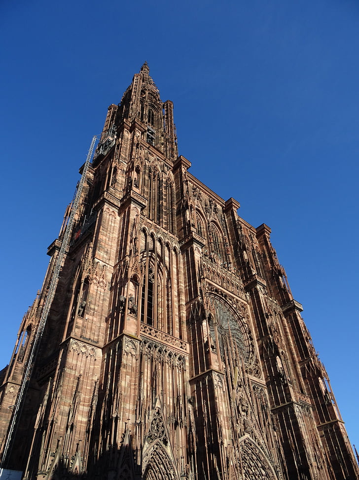 katedrālē, Strasbūrā, Elzasa, Francija, viduslaikos, gotika, smilšakmens