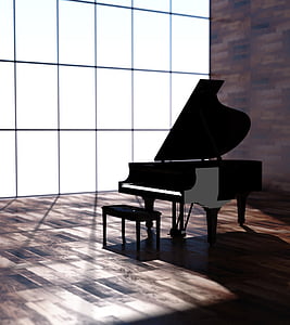 instrument, piano, black, music, illustration, musical instrument, grand piano