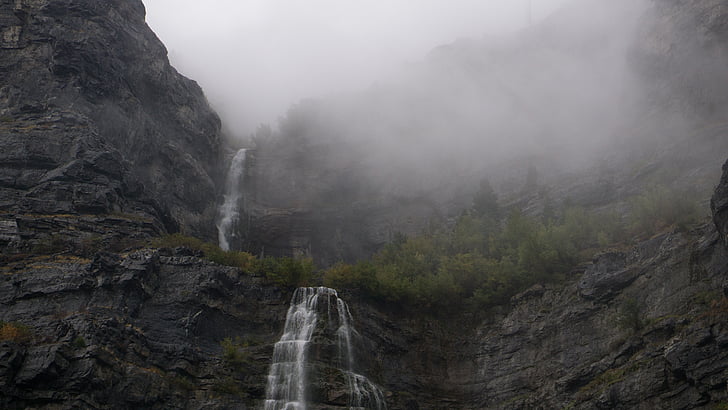 Wasserfälle, Nebel, Wasserfall, Grün, Baum, Natur, Wasser