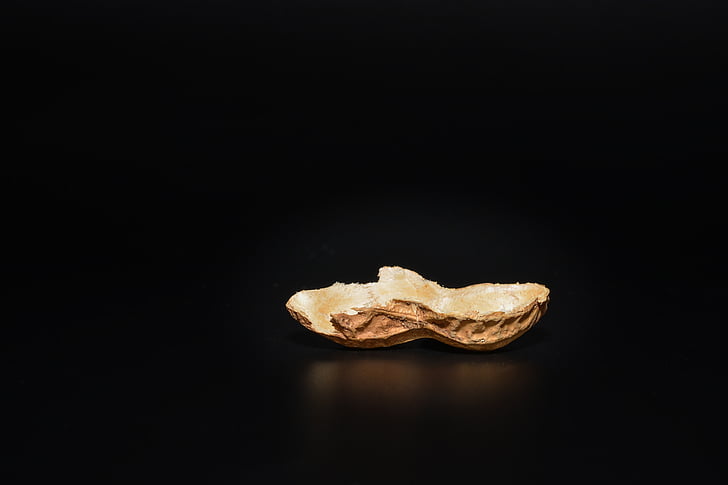Erdnuss, Erdnuss-shell, Überblick, in zwei Hälften geschnitten, leere, in der Nähe