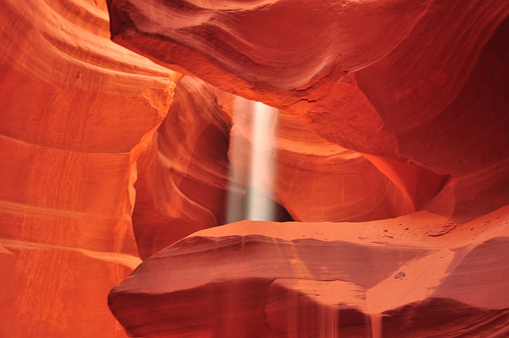 Antelope canyon, Canyon, solen stråler, solskinn, rød stein