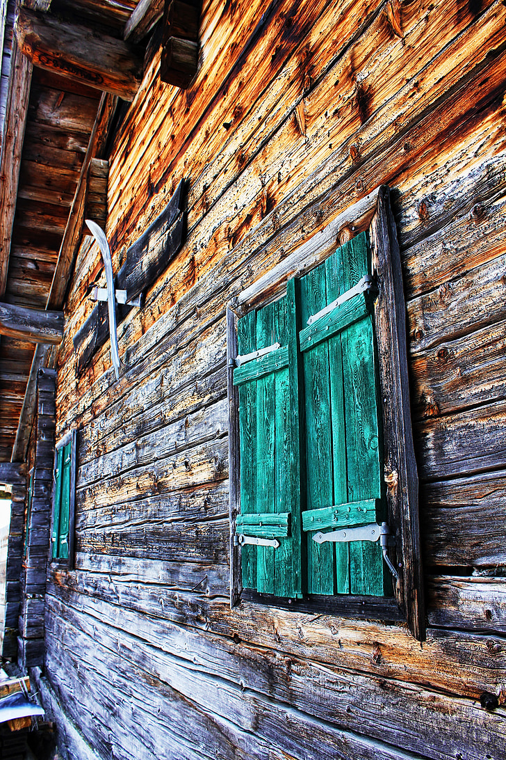 madera, ventana, Hauswand, fachada, casa antigua, ventanas de madera, casa de campo