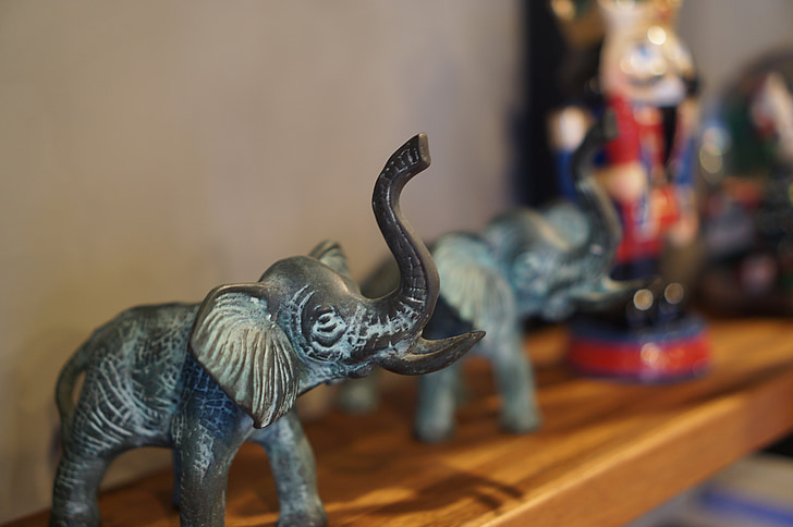 elefant, statuen, ornament, kafé