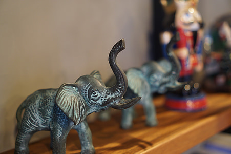 코끼리, 동상, 장식, 카페