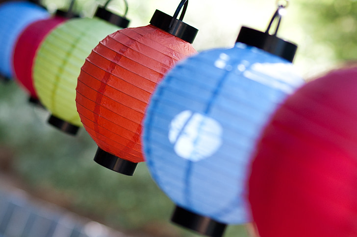 lanternes, célébration, Festival, oriental, culture, lumière, boules de