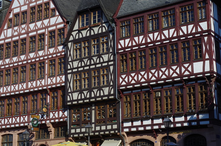 Tyskland, arkitektur, Frankfurt, europeiske, gamle, byen, bygninger