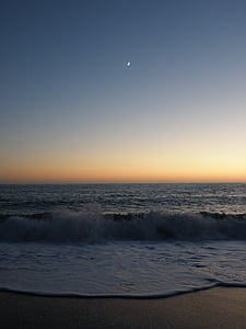 mar, praia, ondas, à noite, noite, Verão, pôr do sol
