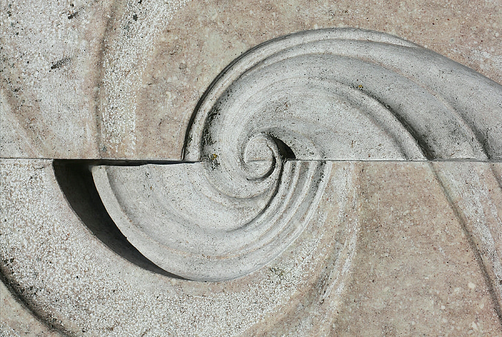 Relief, kamień, spirala, ślimak, powłoki, fala