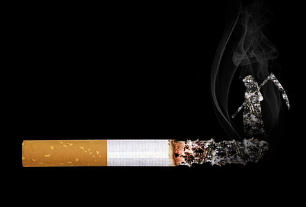cigarešu, Grim reaper, dūmi, oglēm, pelni, ārējās sliedes pacēluma, noliekt