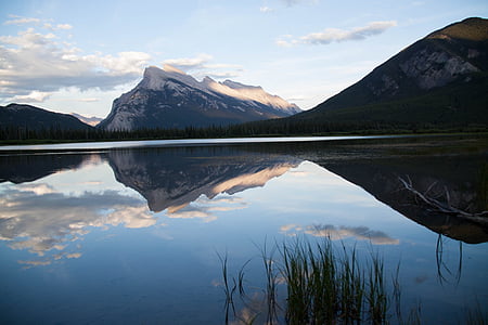 Gunung berbatu, Banff, refleksi dalam air, pegunungan, pemandangan, ajaib, pemandangan