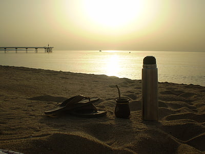 Thermo, laut, matahari terbenam, Pantai, Matt, Fajar, sandal jepit