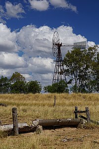 windmill, landscape, farm, rustic, old, rural, countryside