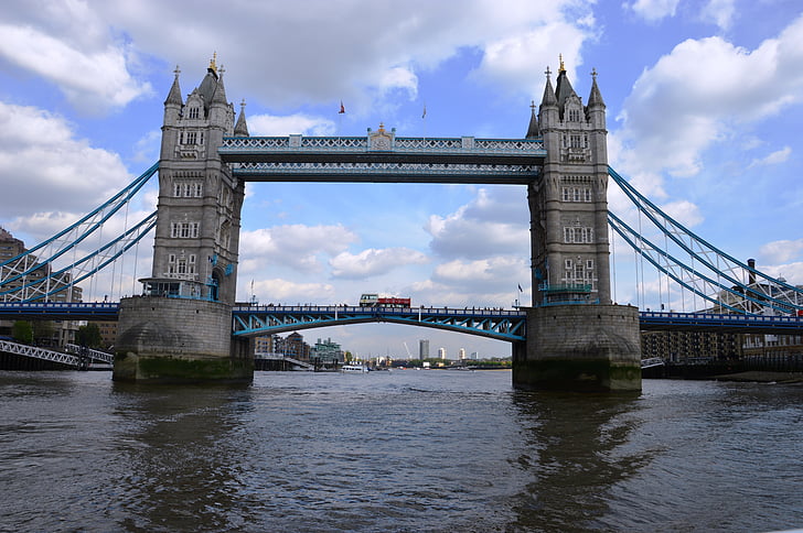 Londra, bulutlar, Köprü, nehir, manzara, su, Turizm