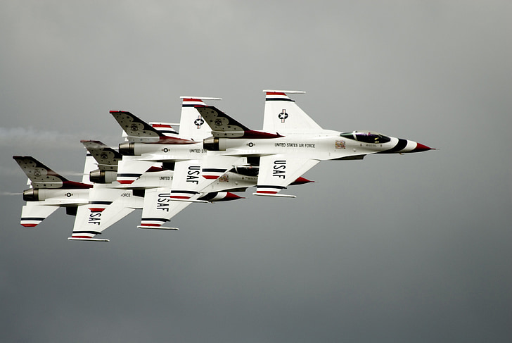 αεροπορική επίδειξη, Thunderbirds, σχηματισμός, στρατιωτική, αεροσκάφη, αεριωθούμενα αεροπλάνα, αεροπλάνο
