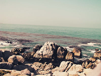 cuerpo, agua, rocas, cantos rodados, Costa, Océano, mar