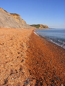 platja, còdols, penya-segats, Chideock, al sud-oest dorset, Juràssic Costa, Anglaterra
