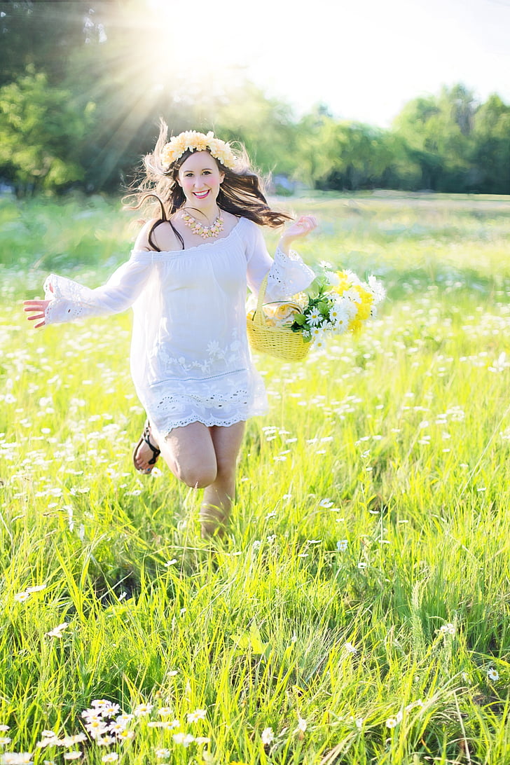 young woman, running, pretty woman, happy, young, female, lifestyle