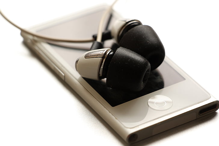 iPod-, MP3-spelare, i-öron, hörlurar, Lyssna på musik, Lyssna, hörlurar