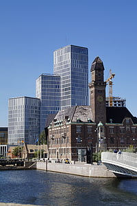 Malmö, moderno, vecchio, storicamente, grattacieli, architettura, antico e moderno
