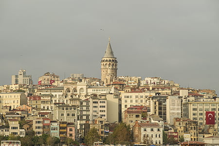 Galata tower, stad, Istanbul, Turkije, het platform, gebouw, hemel