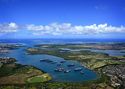 Χαβάη, ουρανός, σύννεφα, τροπικές περιοχές, τροπικά, πλοία, νησί