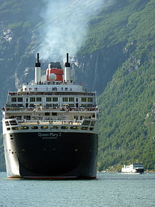 Queen mary ii, potniška ladja, ladja, počitnice, križarjenje, križarjenja, Geirangerfjord