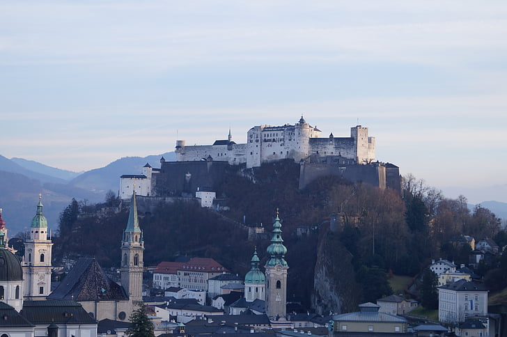 Salzburg, pilsēta, cietoksnis, Vecrīgā, Austrija, pilsētas skatu, programma Outlook