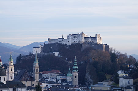 salzburg, city, fortress, old town, austria, city view, outlook