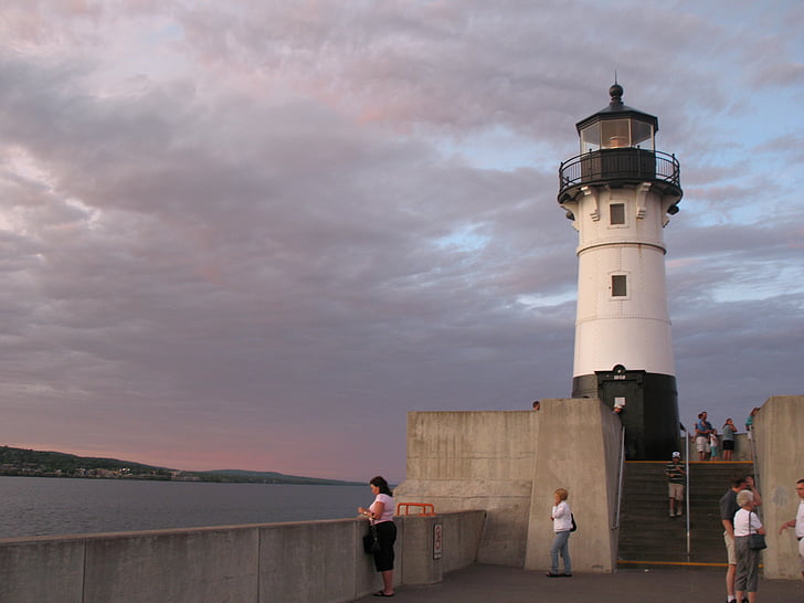 Lighthouse, Duluth, Superior, sjön, hamnen, landmärke, maritima