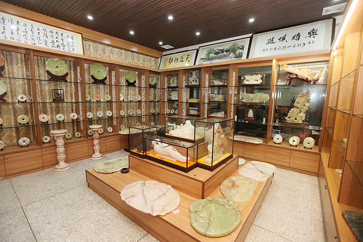 li and furniture city, showroom, jade article, golden yellow, luxury, crafts