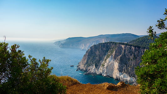 悬崖, 海, 岩石, 希腊, 海岸, 海洋, 水