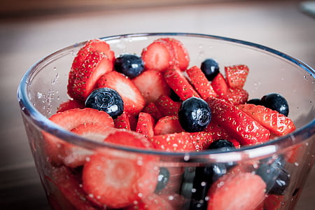 strawberries, berries, bowl, salad, fruit, red, sweet