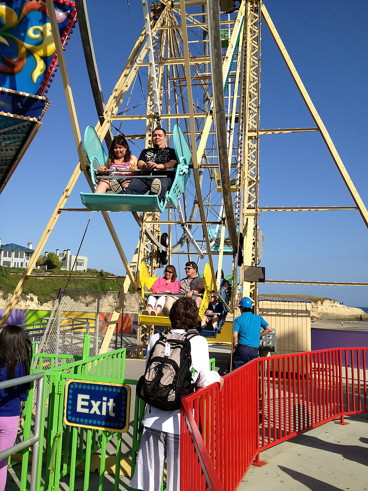 ferris wheel, amusement park, santa cruz, people, outdoors