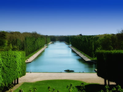 Parc de sceaux, Prancis, Taman, Canal, Kolam, musim panas, musim semi