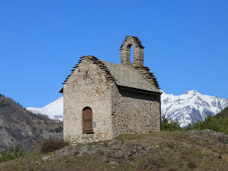 chapel, mountain, alps, small, isolated, landscape, spring