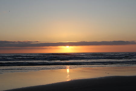 Sunset, Ocean, Coast, Sun, taivas, vesi, Sea